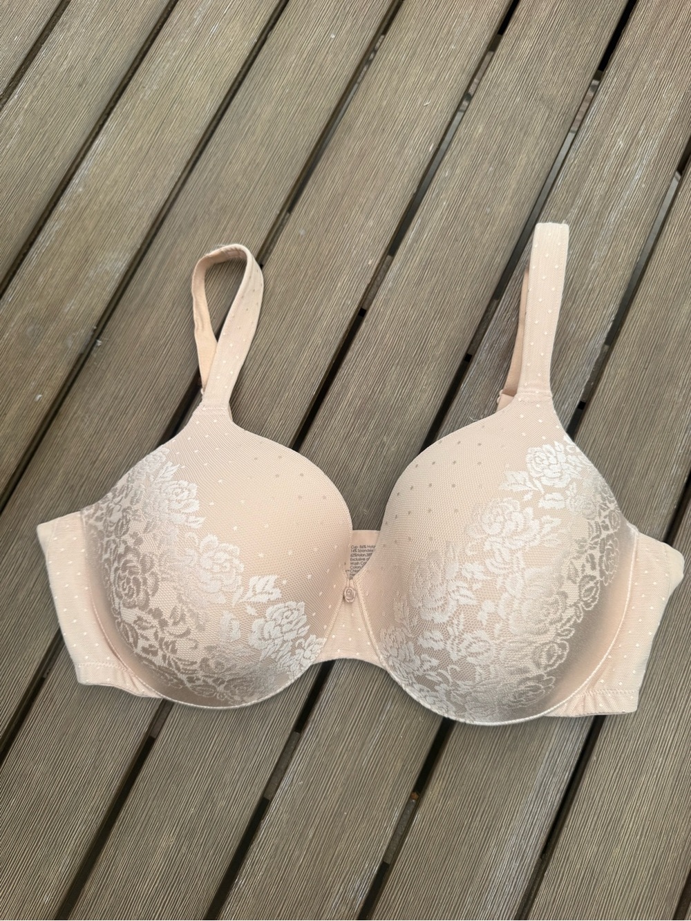 Soma Stunning Support No Show Minimizer Bra 38DD Light Nude Lace Floral NWT